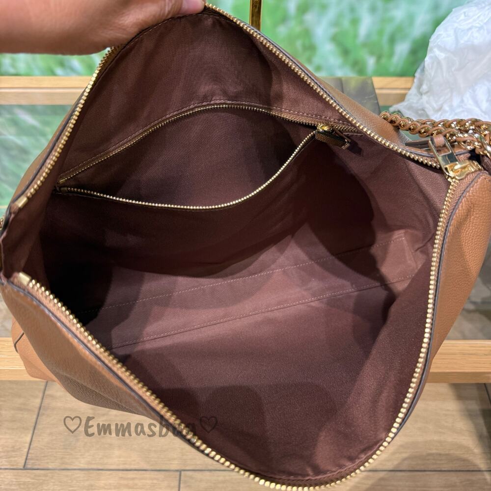 Tory Burch Britten Large Zip Shoulder Bag 177316 Forest Brown $625 - Picture 6 of 7